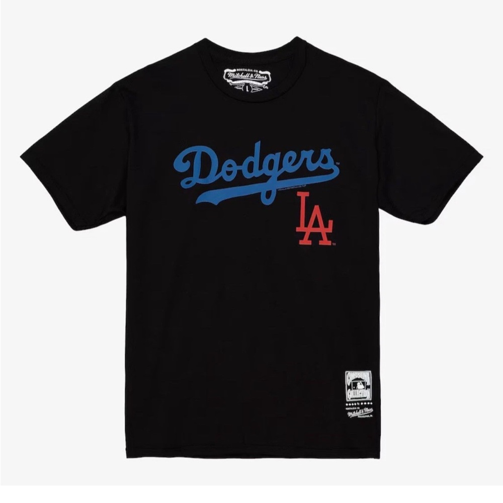 Mitchell & Ness Men's Sz S Black Los Angeles Dodgers MLB Multi-Logo T-Shirt NWT!